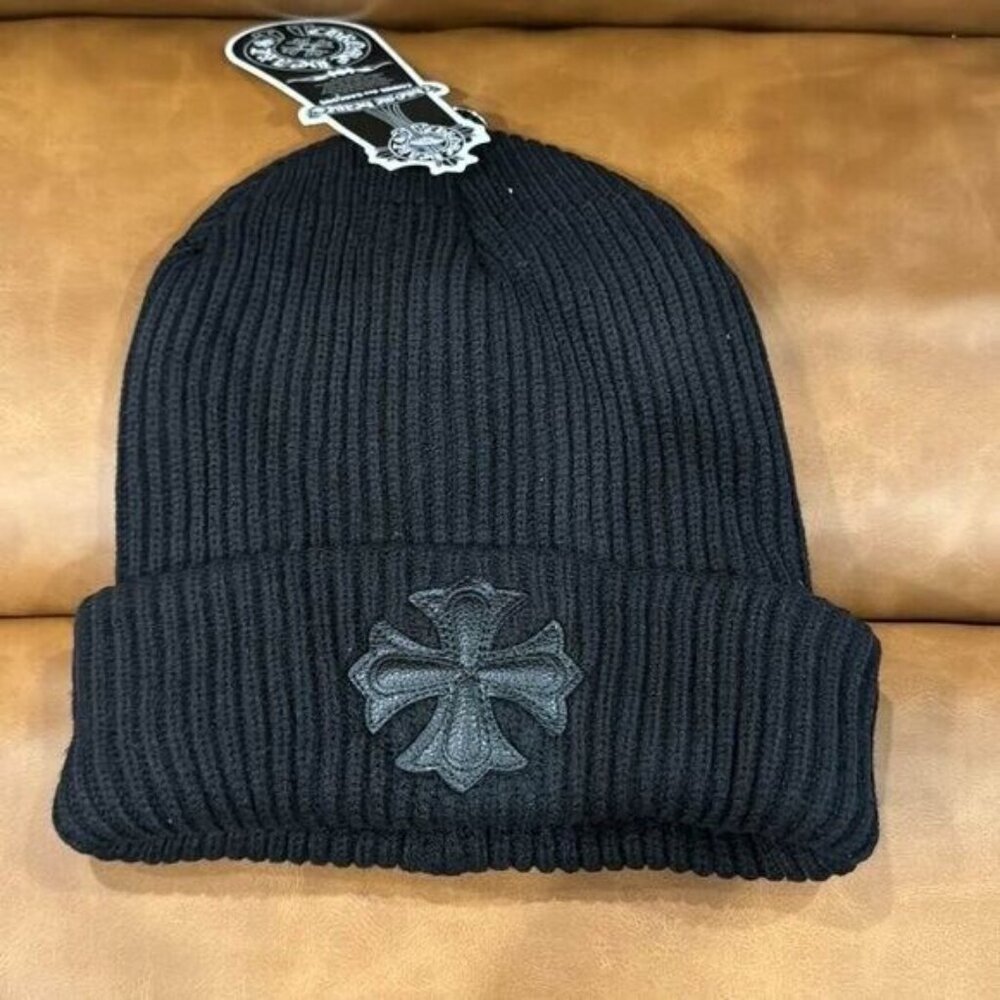 Chrome Hearts Black Cross Patch Beanie Hat